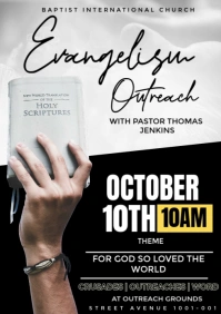 White Maximalist Evangelism Outreach Flyer  A3 template