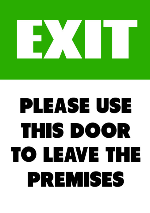 White Maximalist Exit Sign A3 template