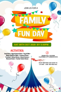White Maximalist Family Fun Day Template Design Poster