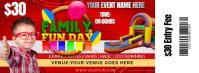 White Maximalist Family Fun Day Ticket Facebook Cover Photo template