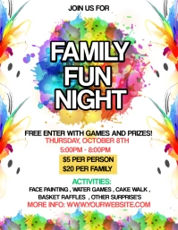 White Maximalist Family Fun Night Flyer (us L template