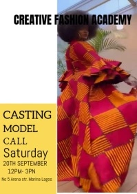 White Maximalist Fashion Model Casting Calls  A4 template