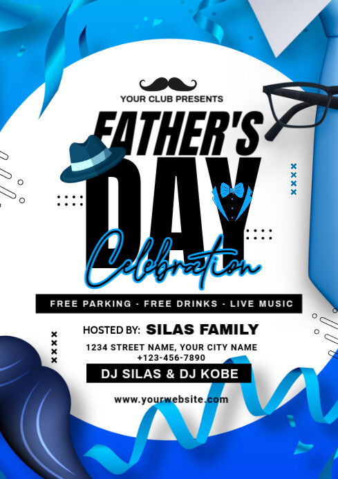 White Maximalist Father's Day Celebration  A4 template
