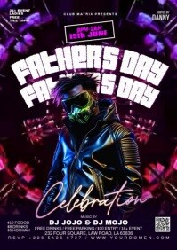 White Maximalist Father's Day Party  A4 template