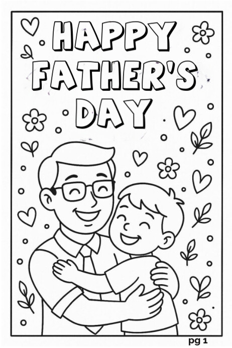 Modèle White Maximalist Father's Day Coloring Page Poster | PosterMyWall