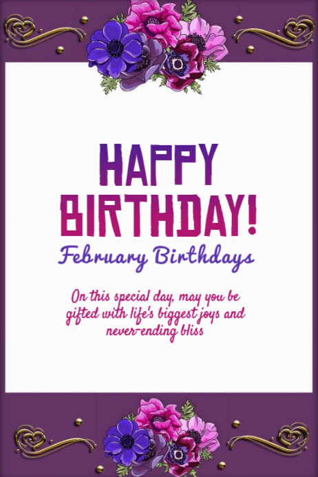 White Maximalist February Birthdays Banner 4' × 6' Template | PosterMyWall