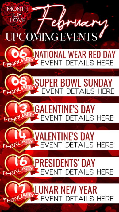 Copy of White Maximalist February Events Schedule Instagram Story ...