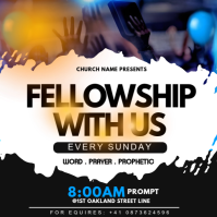 White Maximalist Fellowship With Us Church Invitation Flyer  Instagram Post template