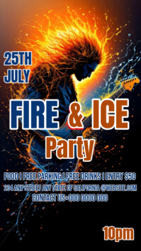 White Maximalist Fire And Ice Flyer  Instagram Story template
