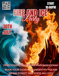 White Maximalist Fire And Ice Party  Flyer (us Letter) template