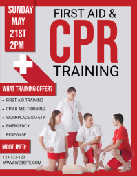 White Maximalist First Aid & Cpr Training Flyer (us Letter) template