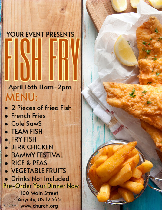 White Maximalist Fish Fry  Flyer (us Letter) template