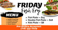 White Maximalist Fish Fry Flyer Flyer Facebook Event Cover template