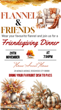 White Maximalist Flannel And Friends Dinner Invitation Instagram Story template