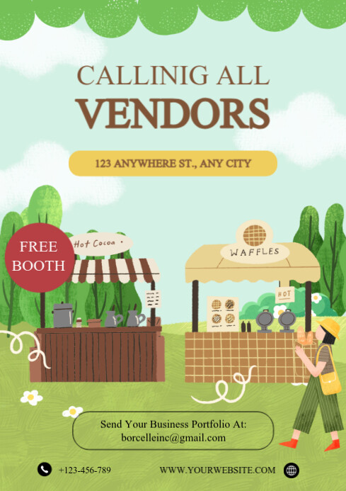 White Maximalist Flea Market Vendors Calling Ads Flyer A4 template