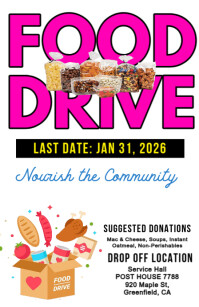 White Maximalist  Food Drive Flyer Tabloid template