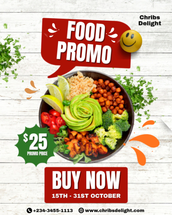 White Maximalist Food Promo Flyer Instagram Portrait Template ...