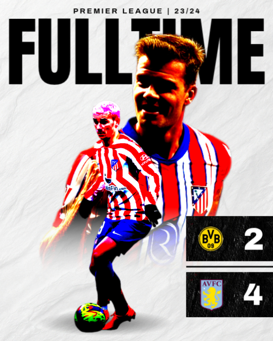 Full Time Match Graphics White Maximalist Football Full-time Score Template | Match Result ...