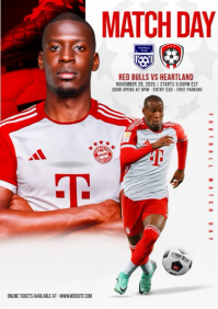 White Maximalist Football Match Day Design A4 template