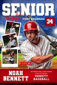 White Maximalist Football Senior Night Poster template