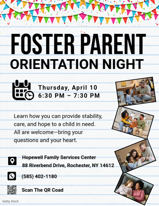 White Maximalist Foster Parent Orientation Night  Flyer (us Letter) template