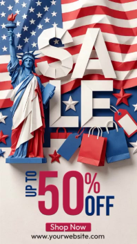 White Maximalist Fourth of July Sale Instagram Story Video template
