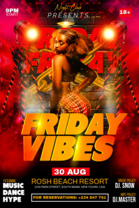 Red Friday Night Party Banner 4' × 6' Template