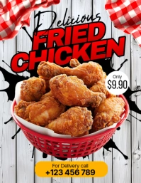 White Maximalist Fried Chicken Flyer (us Lett Volante (Carta US) template
