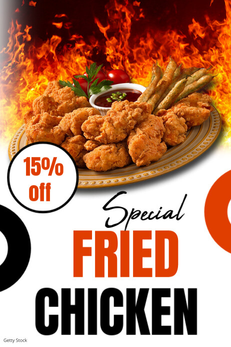 White Maximalist Fried Chicken  Poster Cartaz template