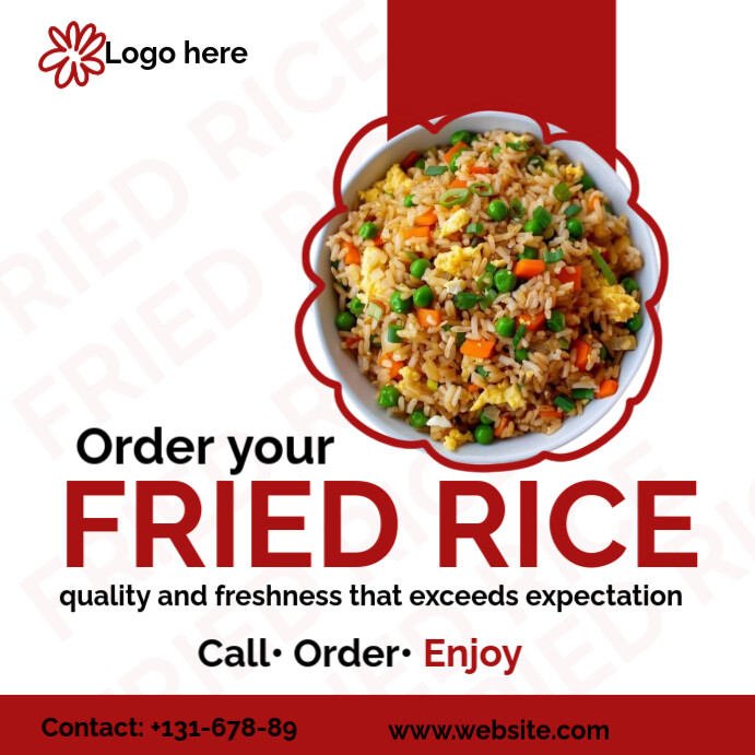 White Maximalist Fried Rice Sales Ads  Instagram Post template
