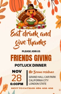 White Maximalist Friends Giving Dinner Invitation Template Tabloid