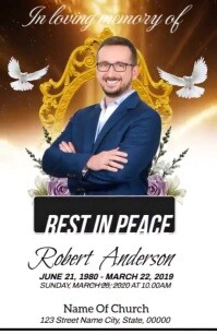 White Maximalist Funeral Announcement  Tabloid Tabloïd template