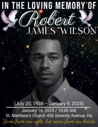 White Maximalist Funeral Flyer Death Anniversary Announcement Flyer (us Letter) template