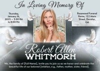 White Maximalist Funeral Flyer Postcard Carte postale template