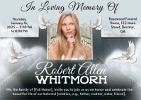 White Maximalist Funeral Flyer Postcard template