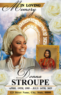 White Maximalist Funeral Program Half Page Wide Isigamu Sekhasi Ububanzi template