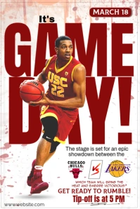 White Maximalist Game Day - Basketball  Poster template