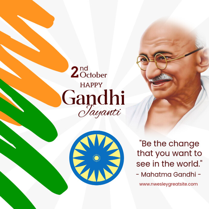 White Maximalist Gandhi Jayanti Square (1:1) template