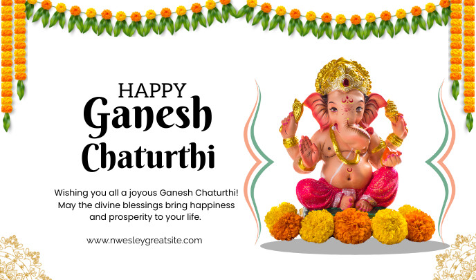 White Maximalist Ganesh Chaturthi Tag Etiqueta template