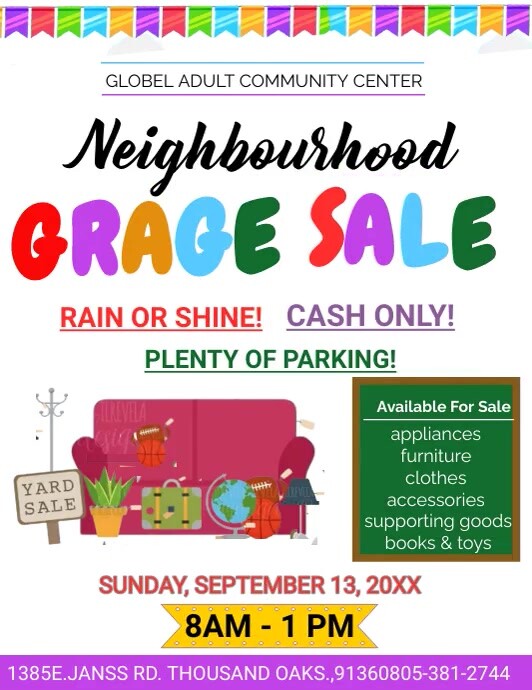 White Maximalist Garage Sale  Flyer (us Lette template