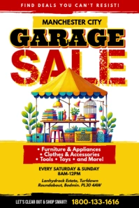 White Maximalist Garage Sale Promotion Flyer  Poster template