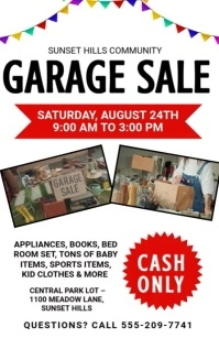 White Maximalist Garage Sale Yard Sale Flyer Tabloid template