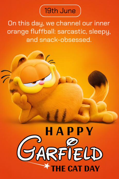 White Maximalist Garfield Day  Poster template