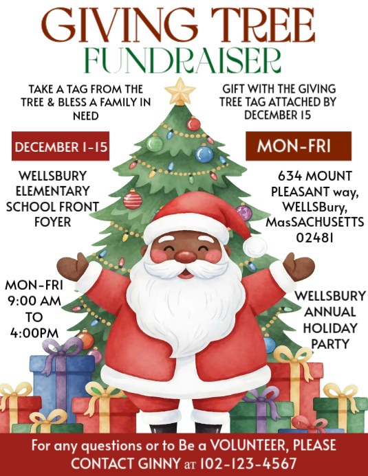 White Maximalist Giving Tree Fundraiser Flyer Flyer (us Letter) Templat ...