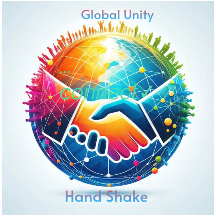 White Maximalist Global Unity Hand Shake Instagram Post template
