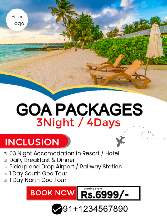 Goa Flyer White Maximalist Goa Packages Flyer (us Letter) Template | PosterMyWall