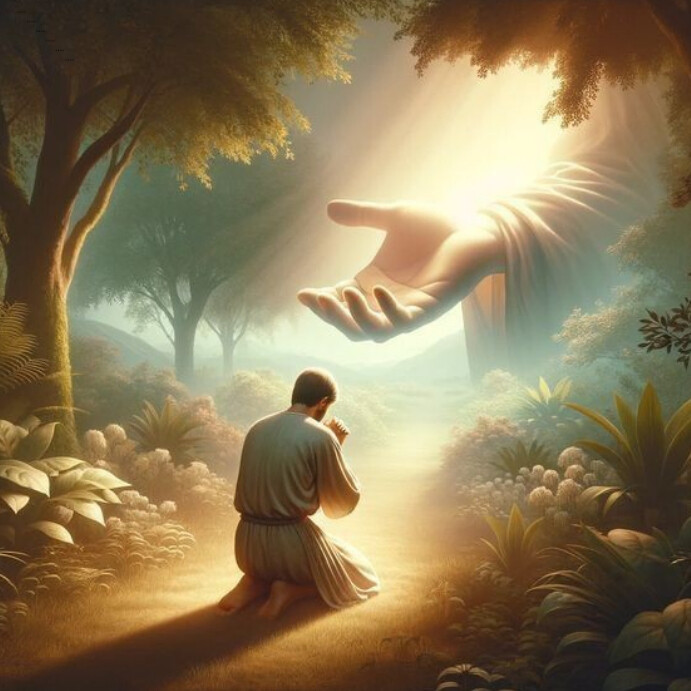 White Maximalist God's Hand And Light In The Wilderness  Instagram Post template