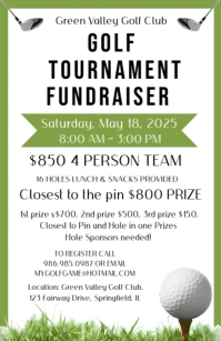 White Maximalist Golf  Tournament Fundraiser  Tabloid template