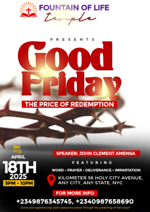 White Maximalist Good Friday Service A4 template