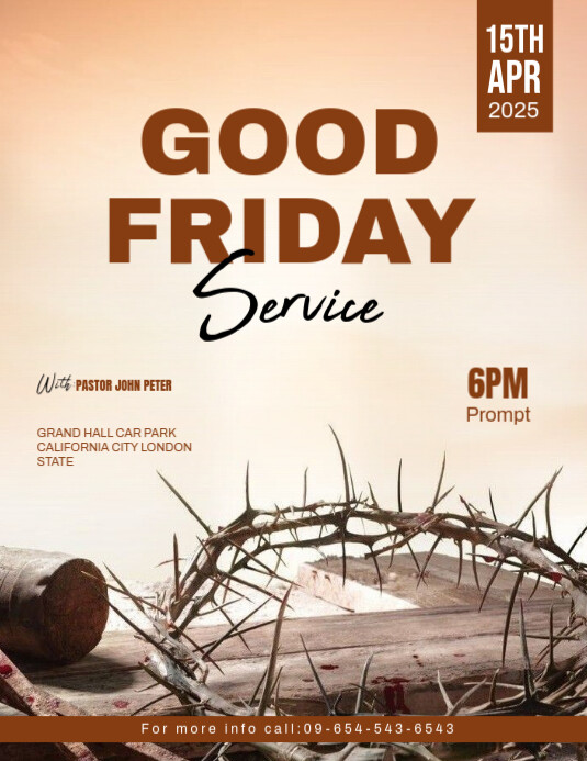 White Maximalist Good Friday Service Template Design Flyer (us Letter)